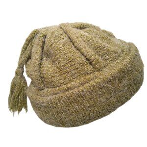 Peruvian Trading Co Knit Hat Chartreuse Green Tassel Winter Beanie Hippie Boho